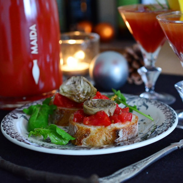 カルチョーフィのオイル漬けのブルスケッタ