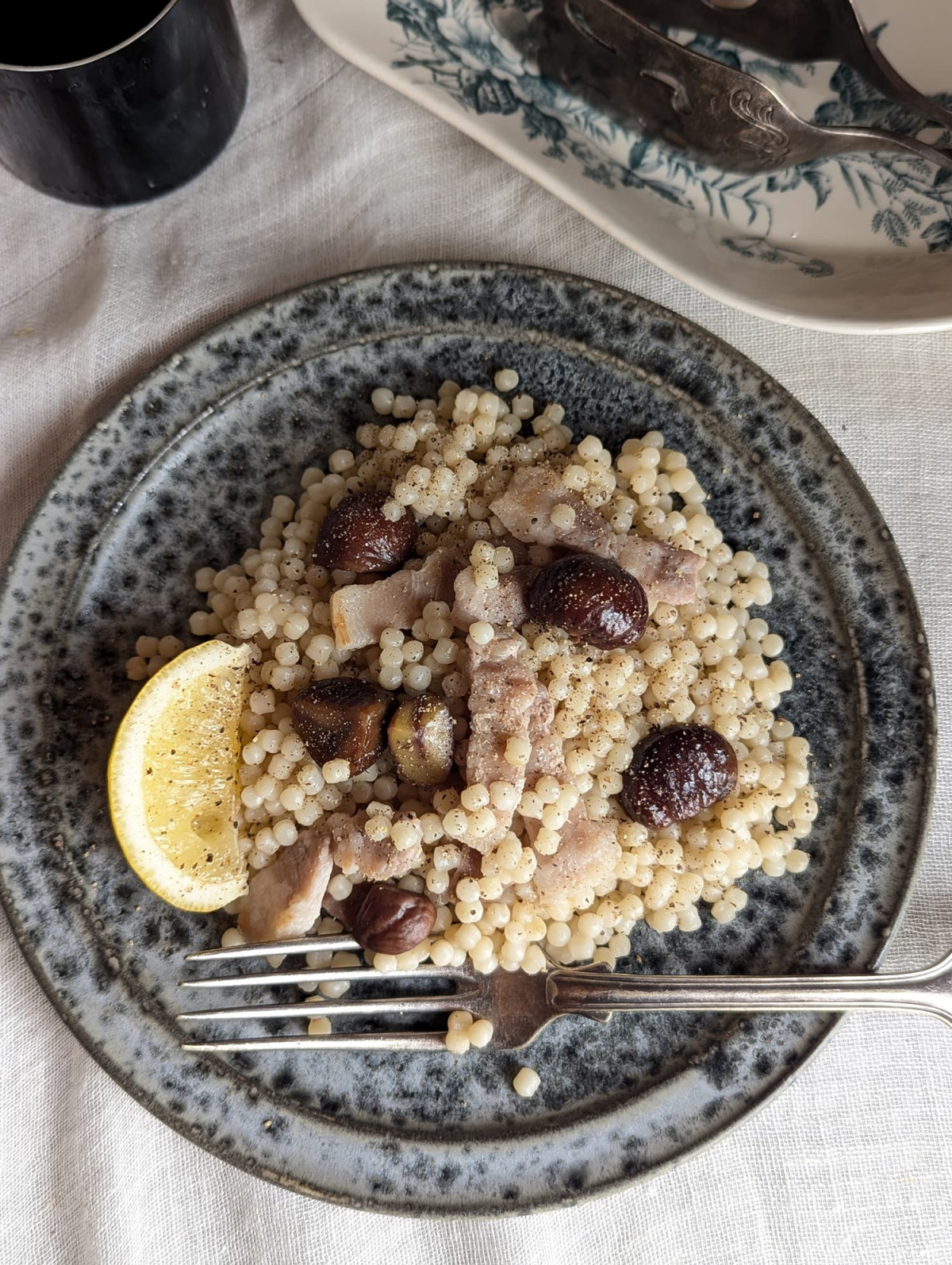 塩豚と栗のパスタ
