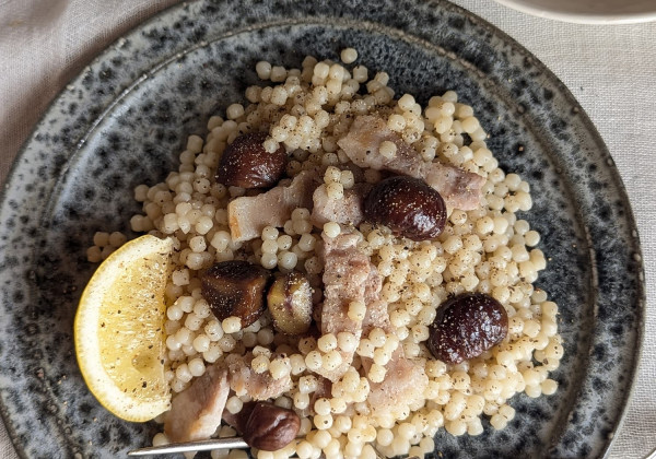 塩豚と栗のパスタ