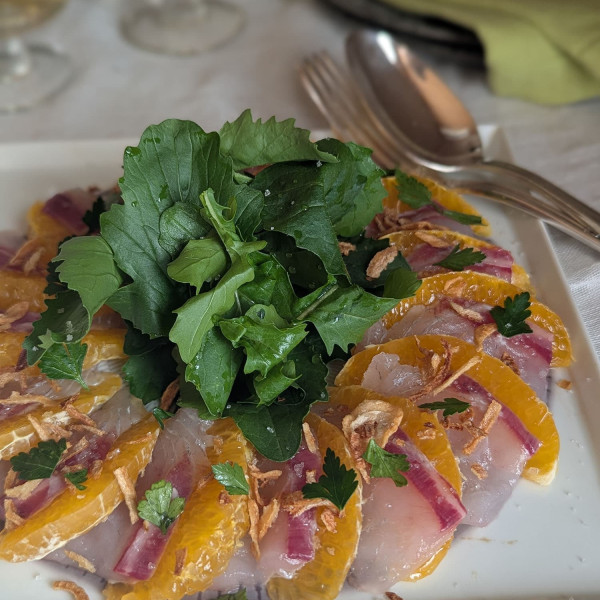 鯛とでこぽんのカルパッチョ