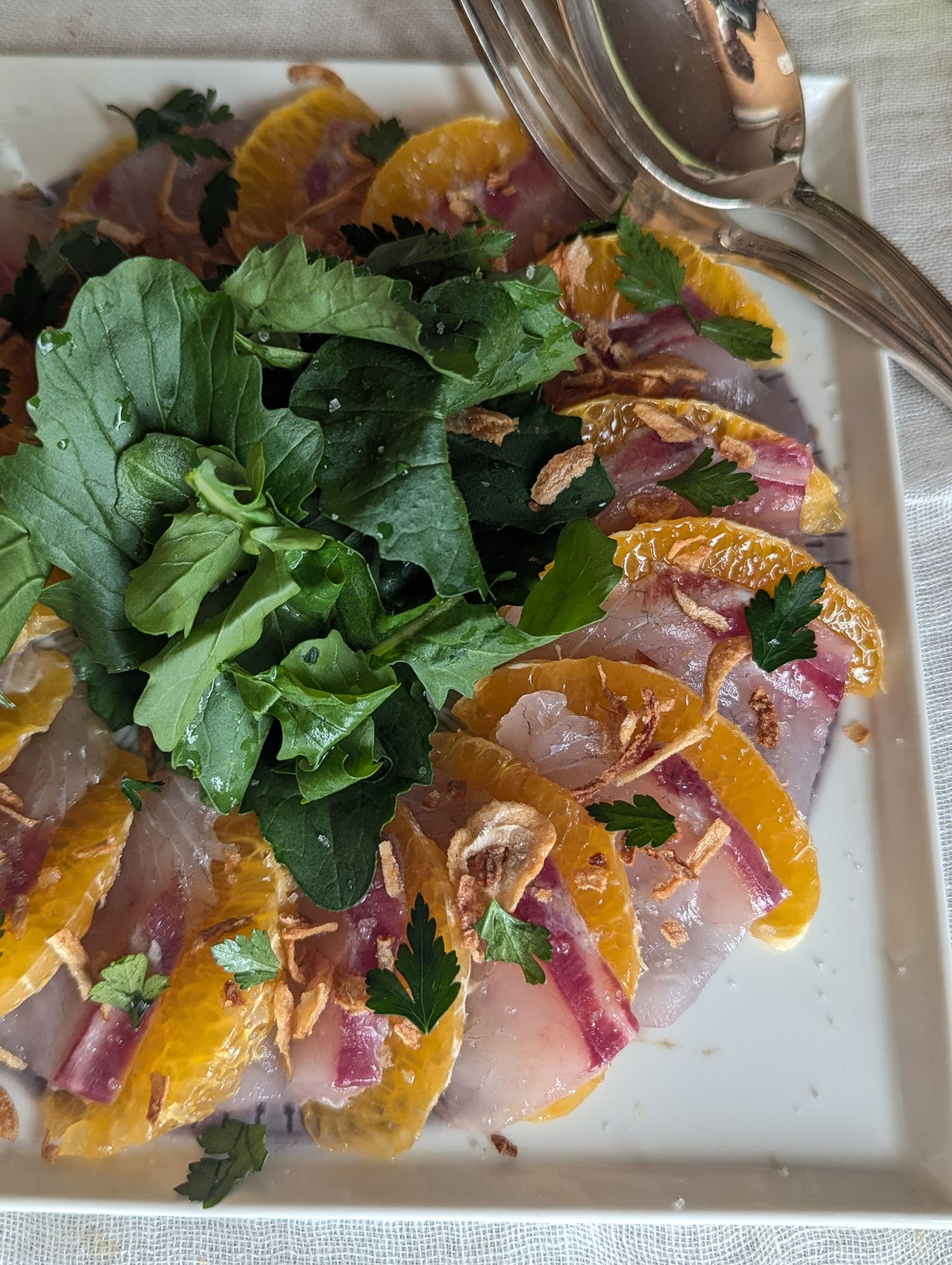 鯛とでこぽんのカルパッチョ