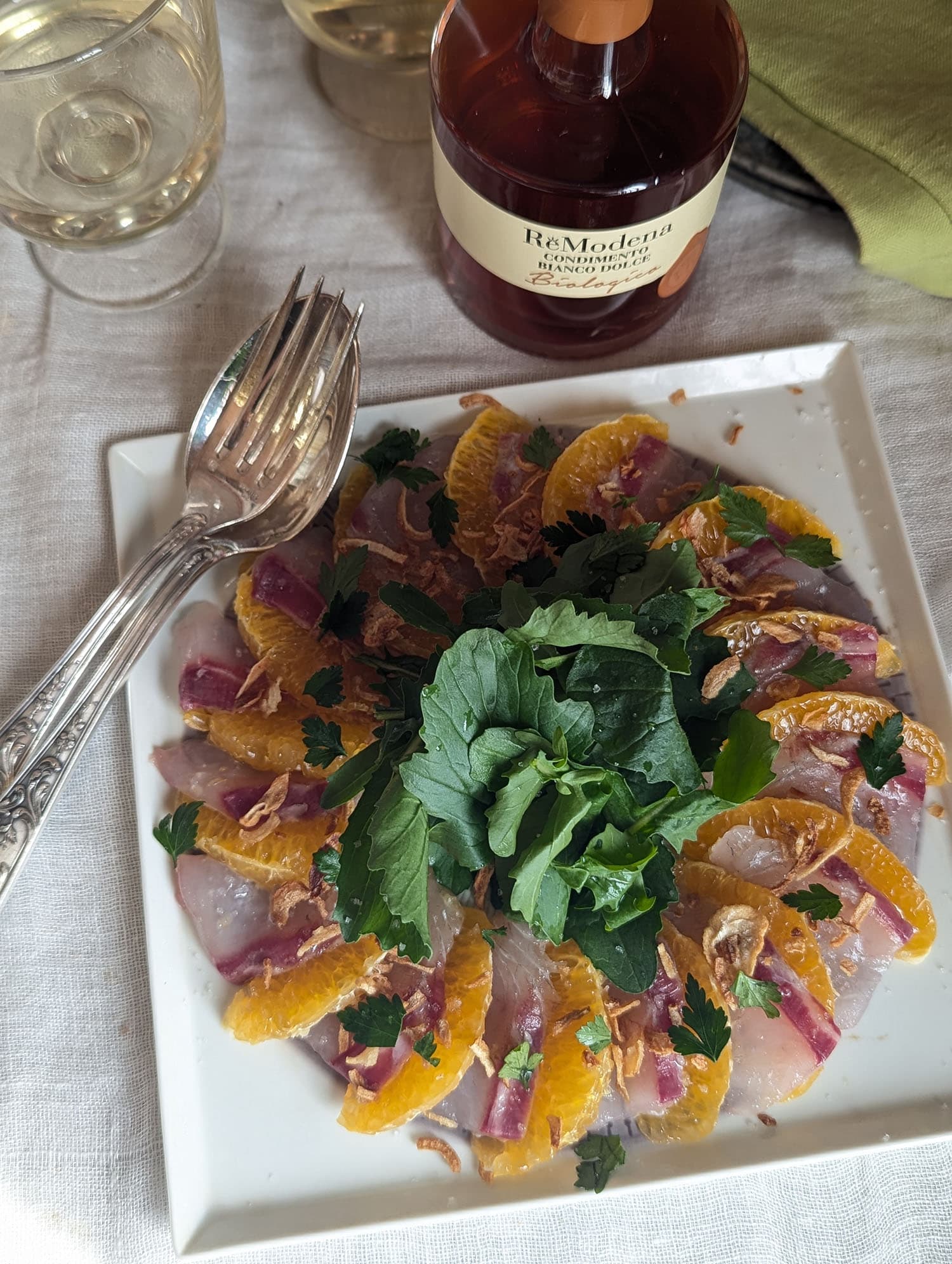 鯛とでこぽんのカルパッチョ