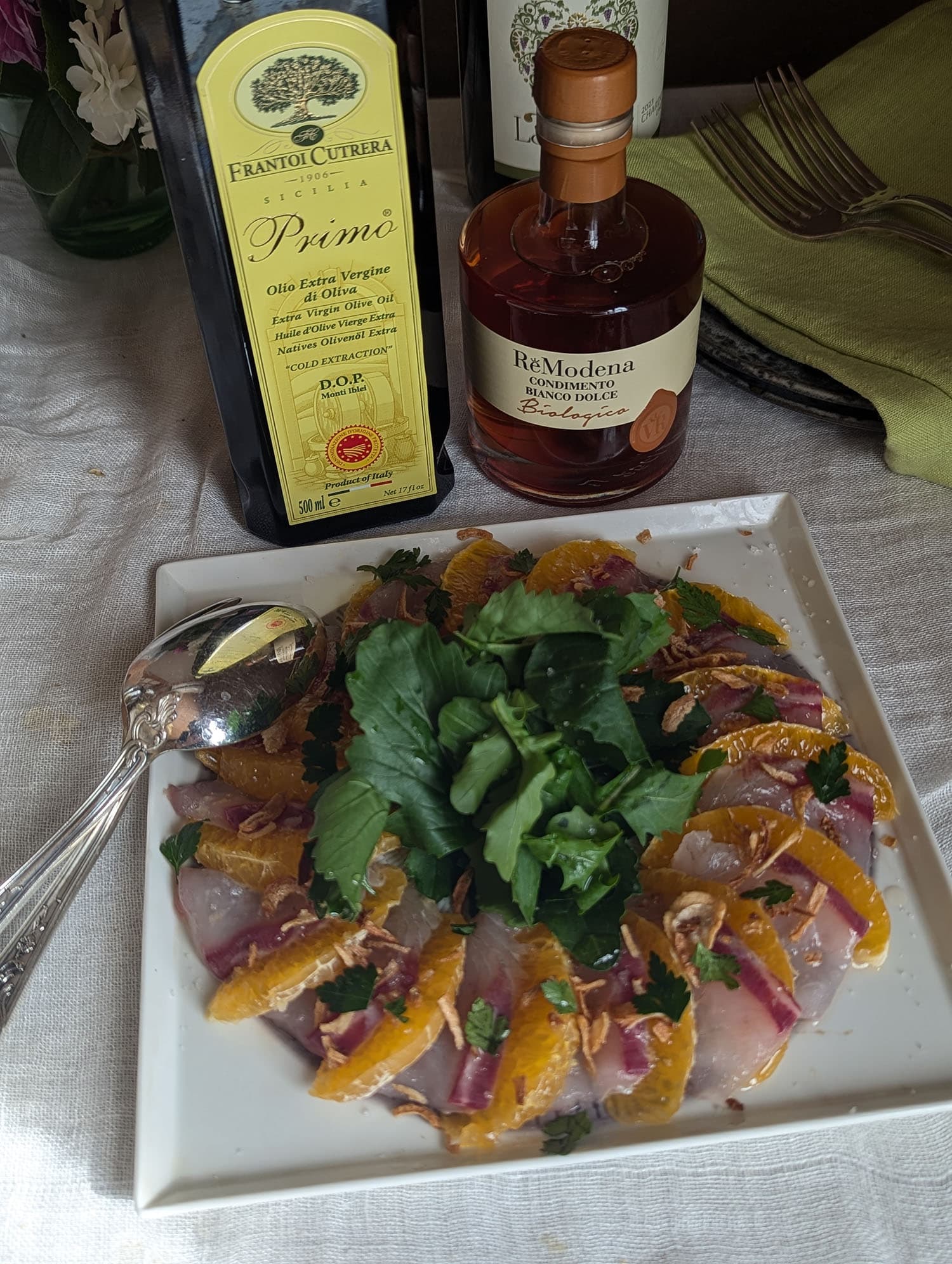 鯛とでこぽんのカルパッチョ